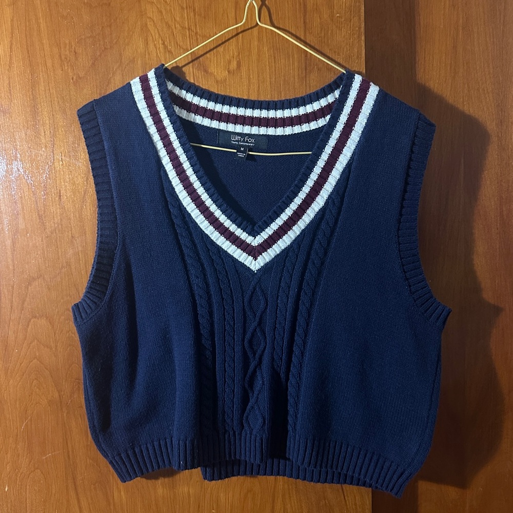 Navy Blue Knit Sweater Vest